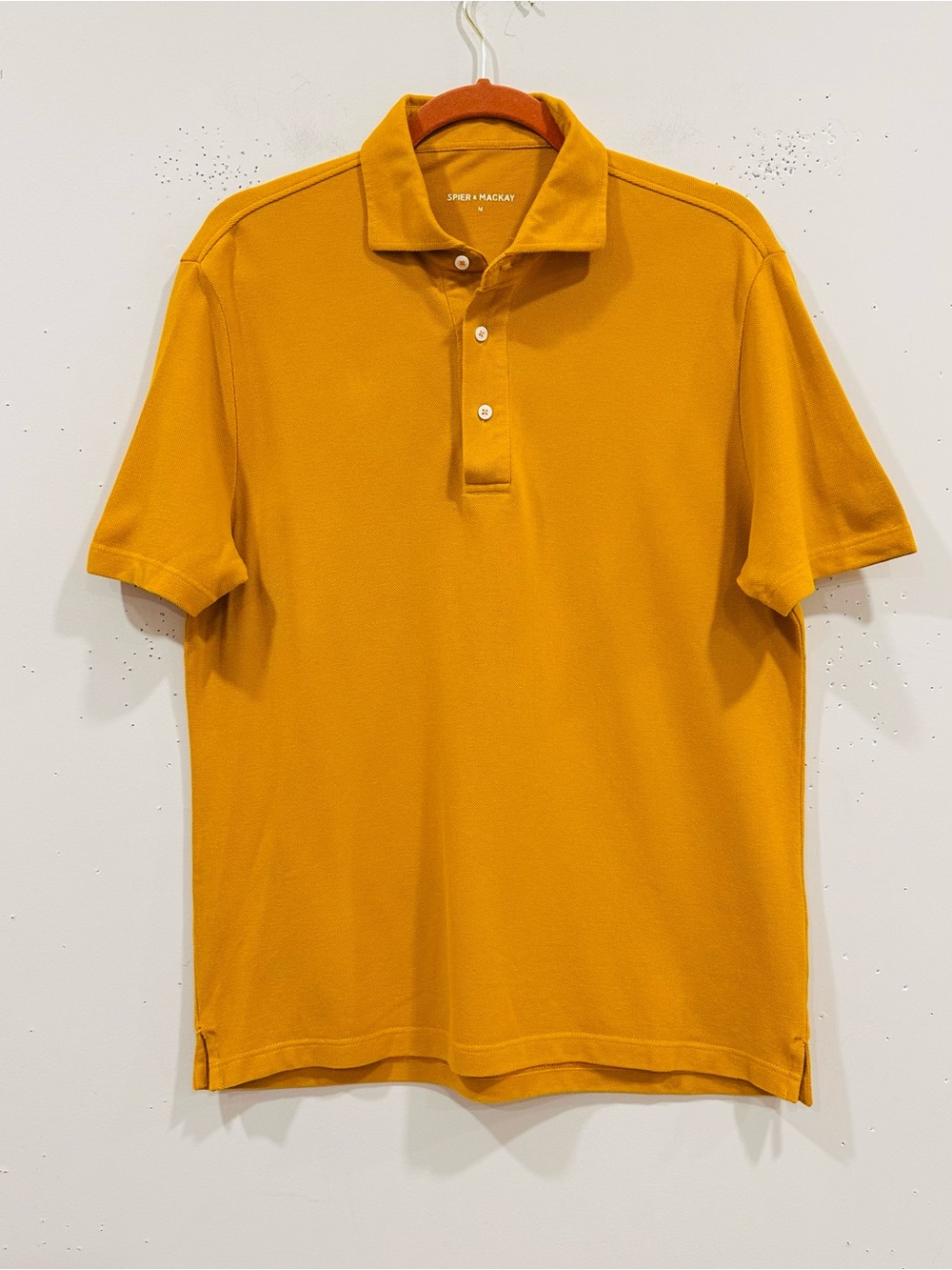 Spier & Mackay Mustard Yellow Pique Cotton Short Sleeve Polo Shirt Men's Size M